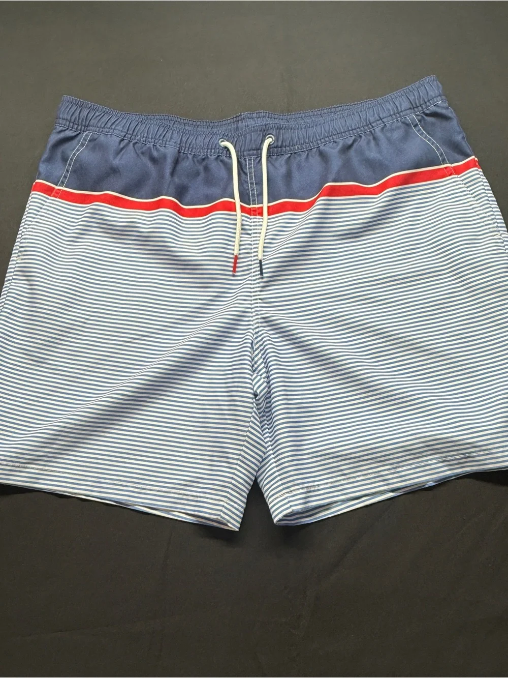 Vineyard Vines Navy, White & Red Striped Swim Trunks